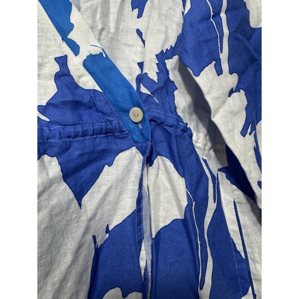 Poetry Linen Midi Dress L 12 Floral Boho Party Summer Cottagecore Feminine - Picture 4 of 14